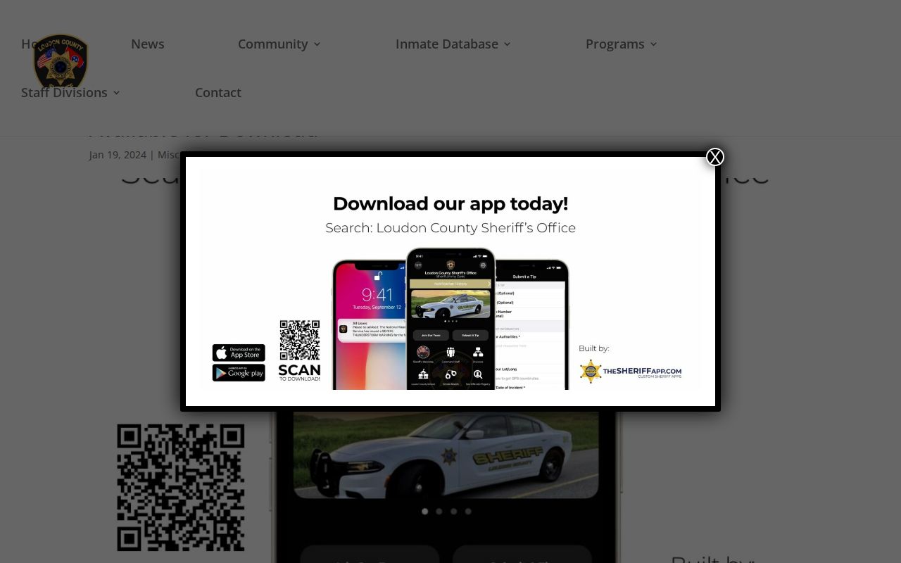 Loudon County official jail and inmate information app announcement